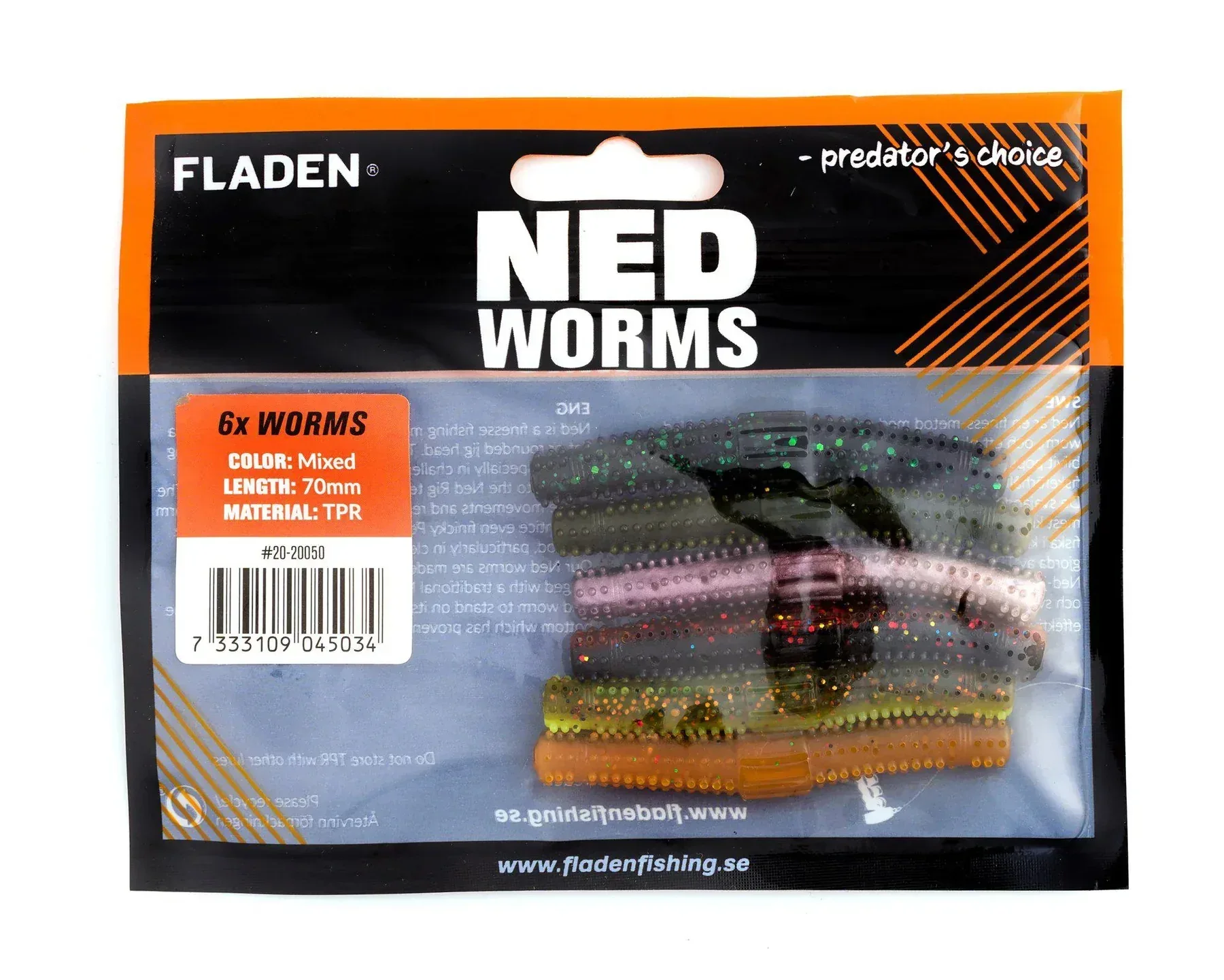 Fladen NED Worm Mix 7 cm jigg 6 st/pkt