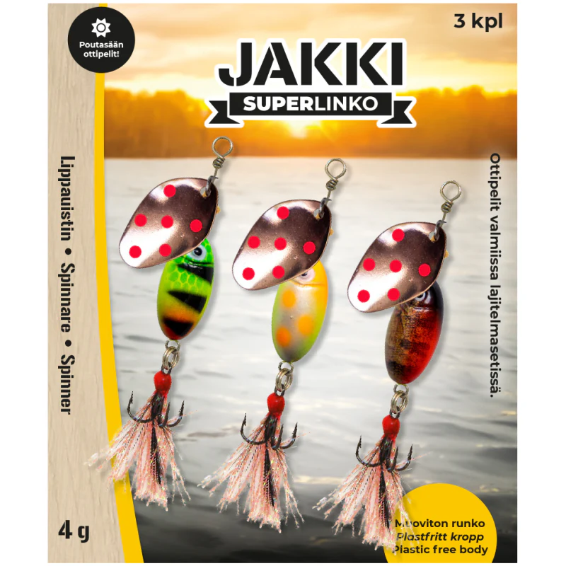 Jakki SuperLinko 13 g Soligt väder spinnarsortiment 3 st/pkt - Image 2