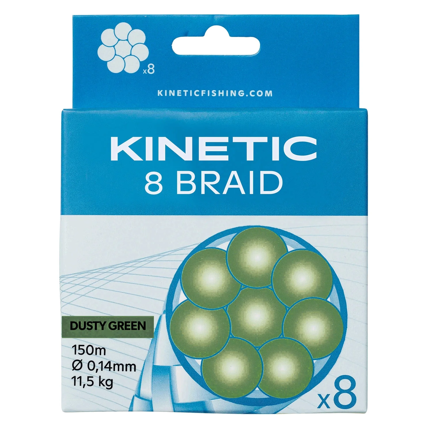 Kinetic 8 Braid Dusty Green 150 m flätlina - Image 3