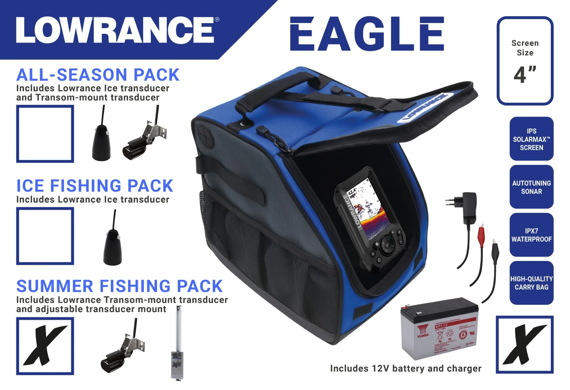 Lowrance Eagle 4X Summer Pack bärbart ekolod - Image 2