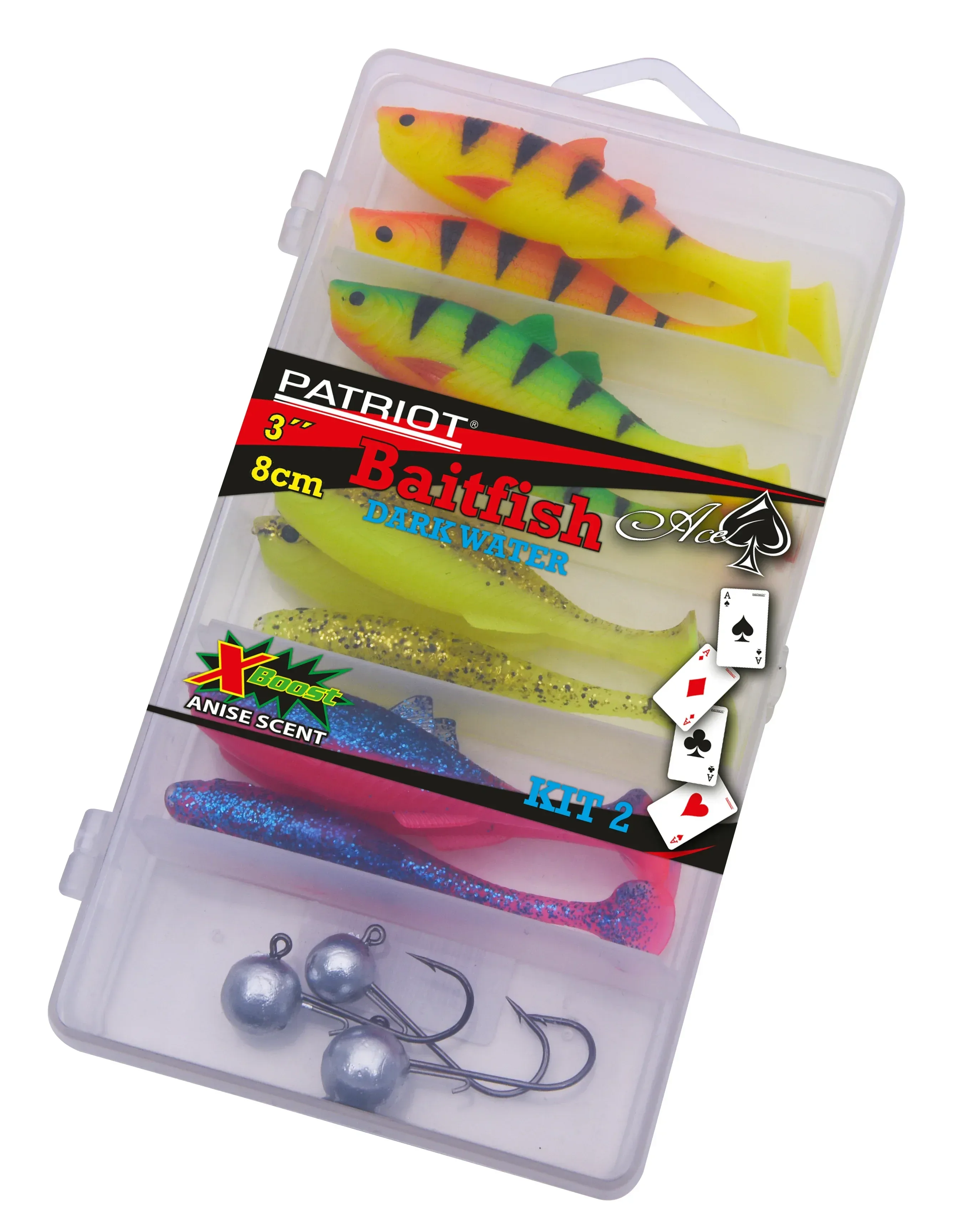 Patriot Baitfish 8 cm Dark Water jiggsortiment 12+3 st/pkt