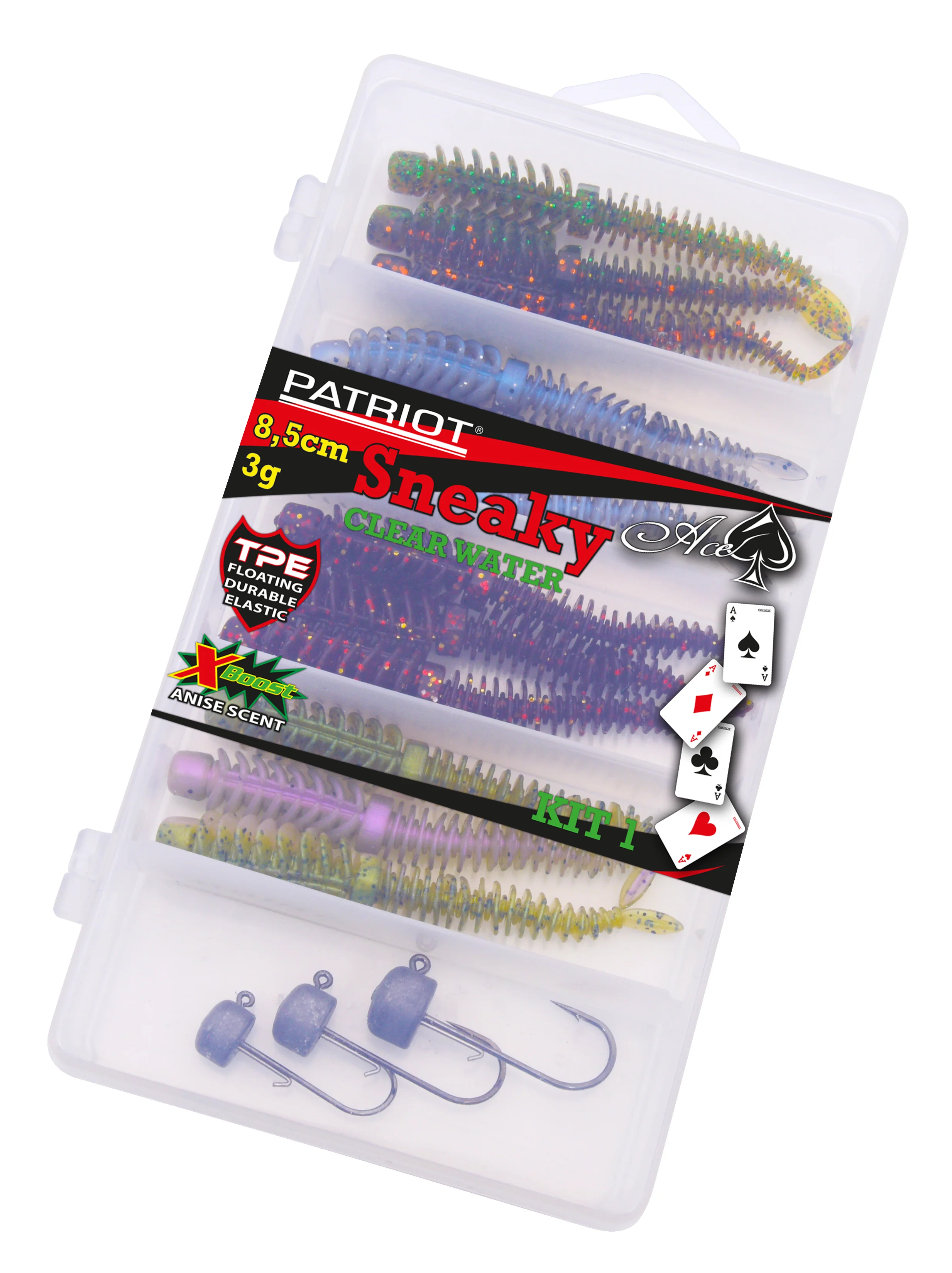 Patriot Sneaky NED 8,5 cm Clear Water jiggsortiment 12+3 st