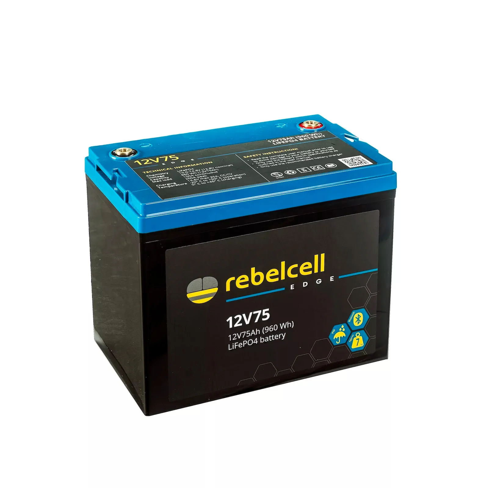 Rebelcell Edge 12V 75 Ah Bluetooth LiFePO4 akku