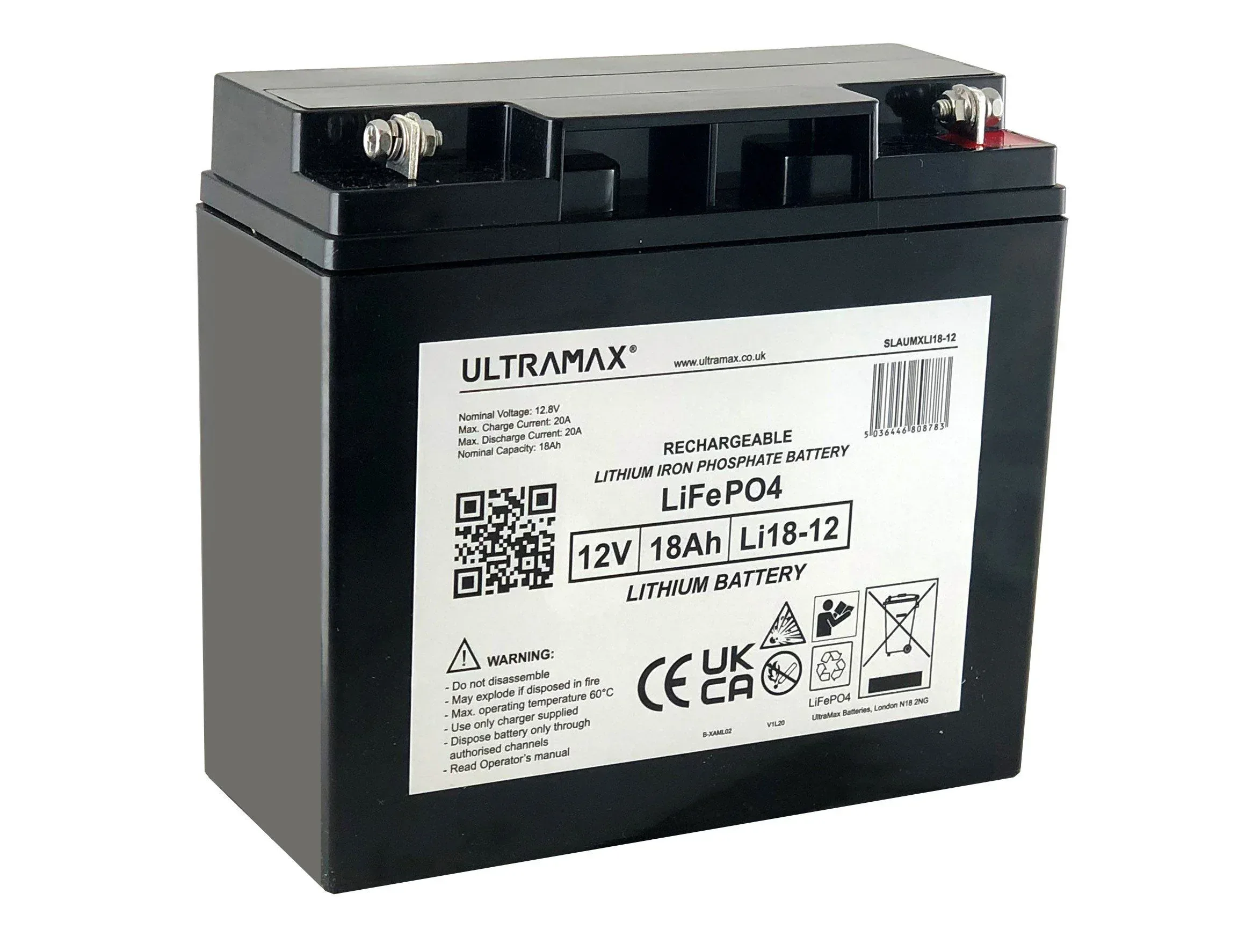 Ultramax 12V 18 Ah LiFePO4 litiumbatteri