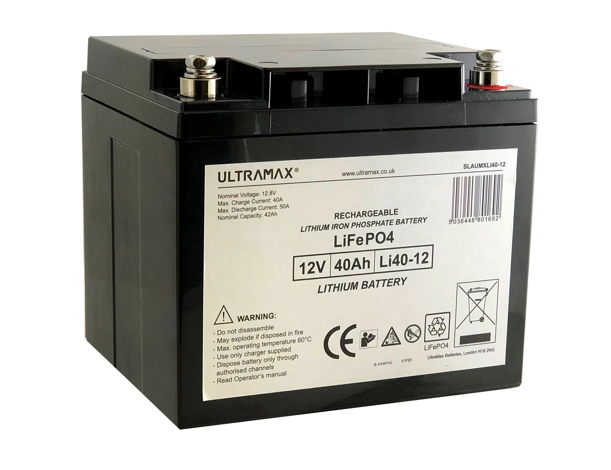 Ultramax 12V 42 Ah LiFePO4 litiumbatteri