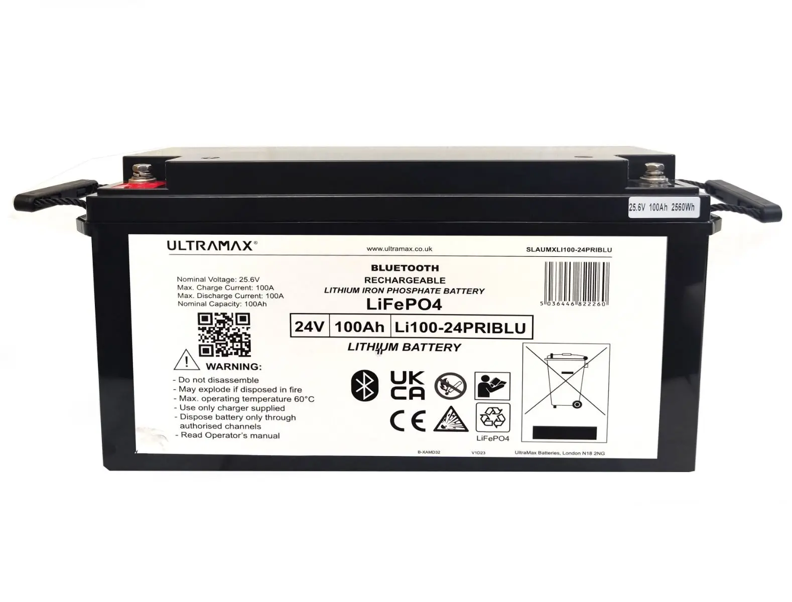 Ultramax 24V 100 Ah Bluetooth LiFePO4 litiumbatteri - Image 2